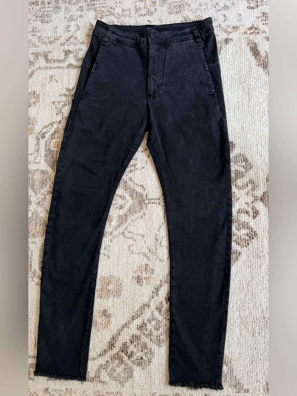 Thom Krom Men’s M T 57 Faded Black Raw Hem Pants Size L